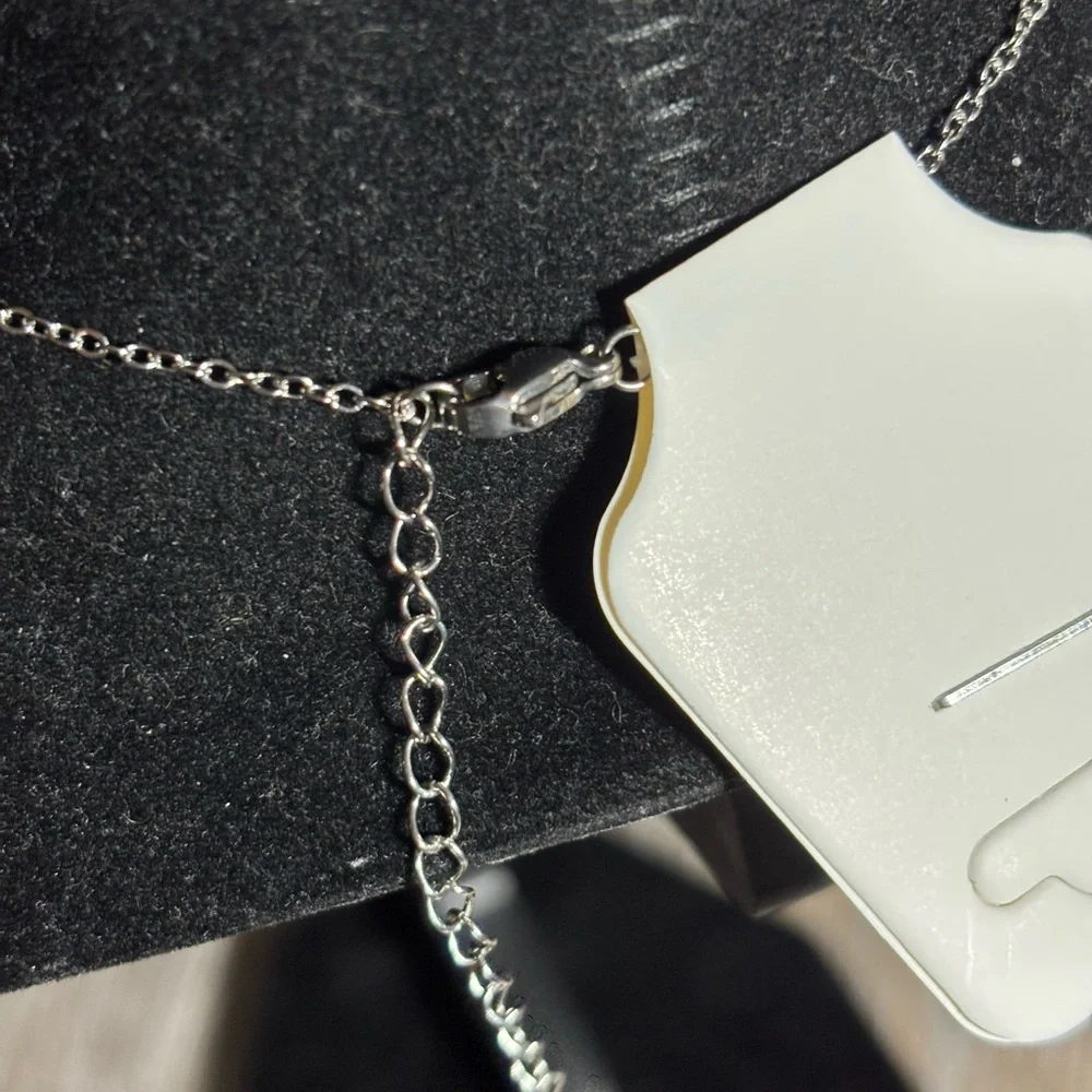 SILVER PINK CZ NECKLACE stainless steel chain. Charm is 18 carat over copper. - Picture 4 of 4